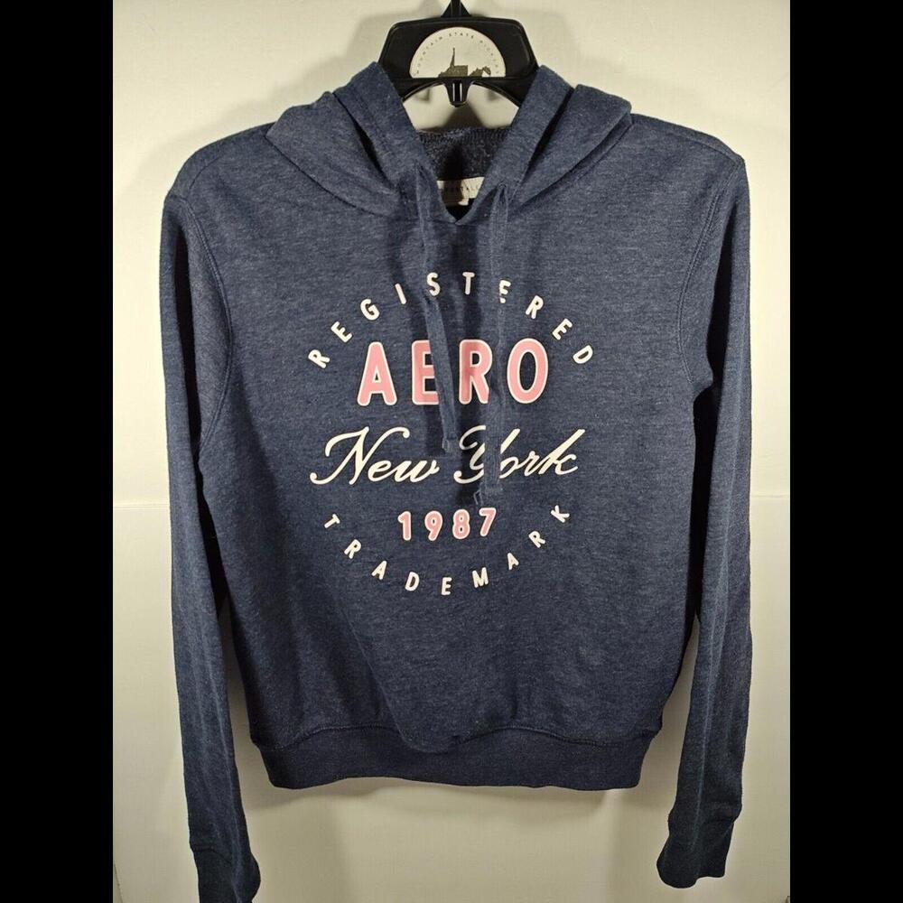 Aeropostale Women’s Med Navy Blue Pullover Long Sleeve Hooded Sweatshirt